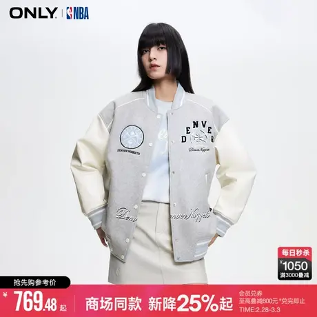 ONLY2024春季新款NBA联名款落肩棒球服长袖外套女|124136017商品大图
