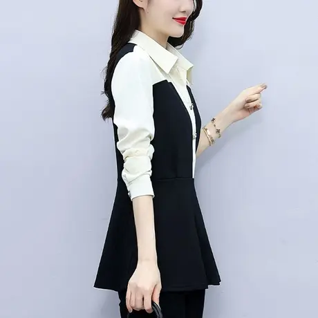 欧货早秋新款女装2023长袖衬衫设计感洋气减龄上衣中长款打底大码图片