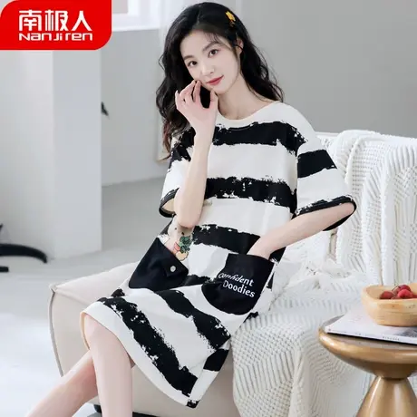 纯棉睡裙女夏季夏天女款2024新款女士性感短袖孕妇软萌睡衣女夏款商品大图