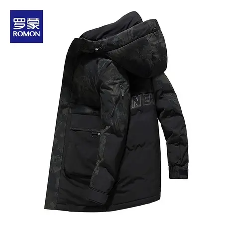 罗蒙男士厚款连帽商务羽绒服2023秋冬新款时尚休闲短款保暖外套男图片