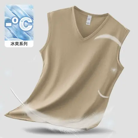 莫代尔男士背心夏季健身篮球速干冰丝凉感无袖t恤V领运动坎肩汗衫商品大图