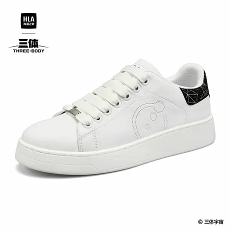 HLA/海澜之家男鞋三体联名款春季时尚增高板鞋休闲百搭皮面小白鞋商品大图
