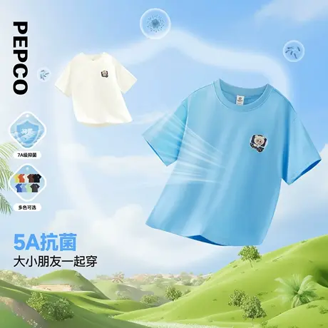 小猪班纳童装夏装新款儿童短袖T恤中大童男童圆领上衣男孩潮休闲图片