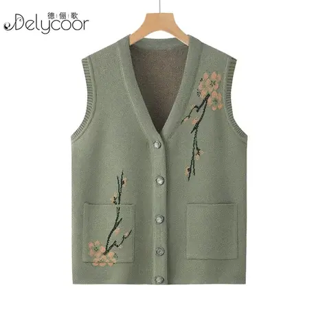 老奶奶背心妈妈马甲秋冬老年人针织毛衣马夹女开衫中老年坎肩冬装商品大图