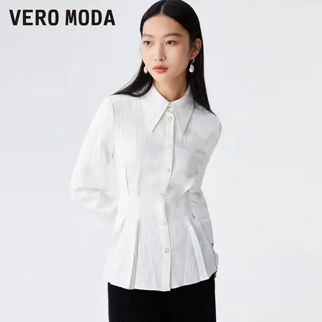 Vero Moda奥莱衬衫女春秋新款优雅气质甜美简约通勤捏褶收腰上衣图片