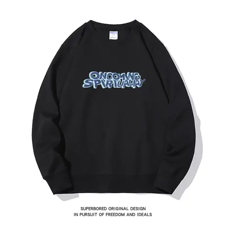 美式复古简约字母印花卫衣男春秋款青少年小众设计感宽松休闲上衣商品大图