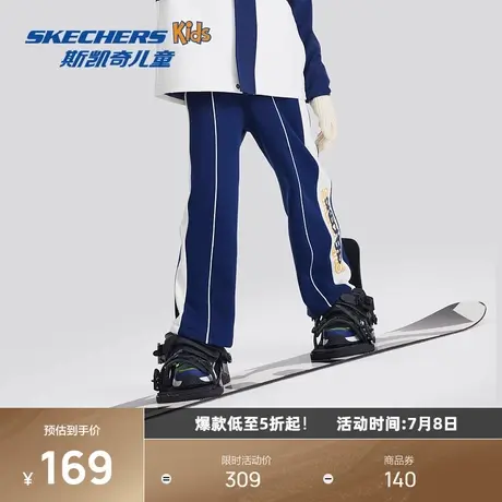 斯凯奇女童针织长裤春秋新款儿童百搭舒适简约运动裤宽松休闲舒适图片