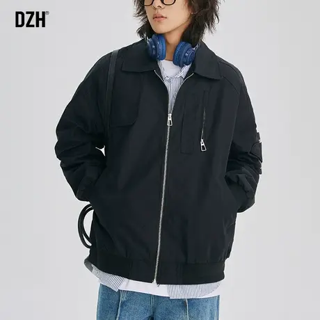 男士黑色外套男春秋季潮牌宽松运动上衣2023新款美式机能工装夹克商品大图
