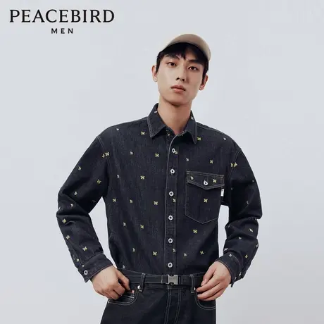 太平鸟男装春季新款刺绣外穿式衬衫男士B1CHE1216图片