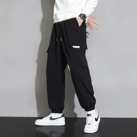 工装裤男夏季潮牌束脚九分运动裤子男春秋机能伞兵裤宽松休闲长裤商品大图