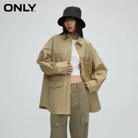 【ONLY奥莱】秋季百搭通勤风中长款宽松翻领外套女商品大图