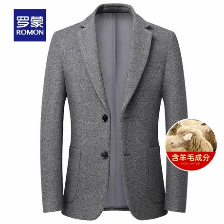 【含羊毛】罗蒙男士商务休闲单西外套2025秋季新款修身百搭西服男图片