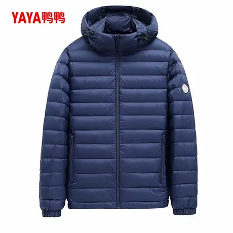 鸭鸭轻薄羽绒服男款2024年冬季新品连帽青年潮流休闲短款鸭绒外套商品大图