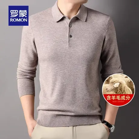 【100%绵羊毛】罗蒙商务针织长袖POLO衫2025秋冬新款保暖毛线衣男商品大图