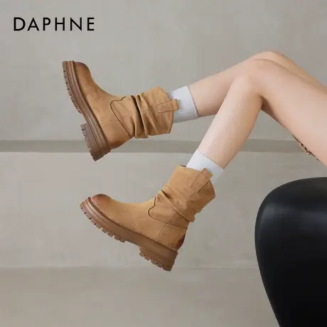 达芙妮美拉德短靴2026新款堆堆女士女款瘦瘦洋气复古女靴子巨好看商品大图