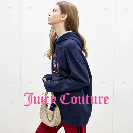 【100%棉】Juicy Couture橘滋卫衣女2025年秋季新款连帽刺绣上衣商品大图