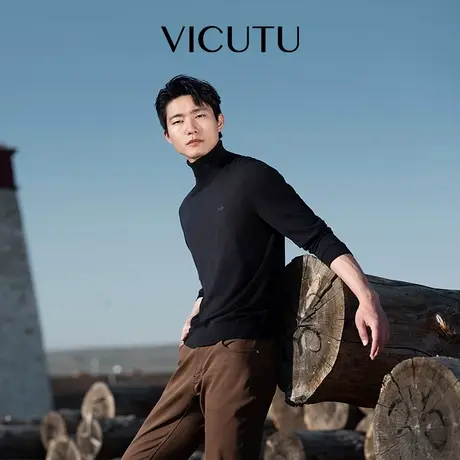 【刘昊然同款】VICUTU威可多男士舒暖羊毛羊绒混纺长袖针织衫商品大图