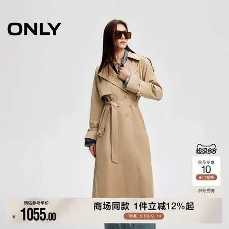 【ONLY奥莱】秋季通勤气质插肩袖防风长款风衣外套女商品大图
