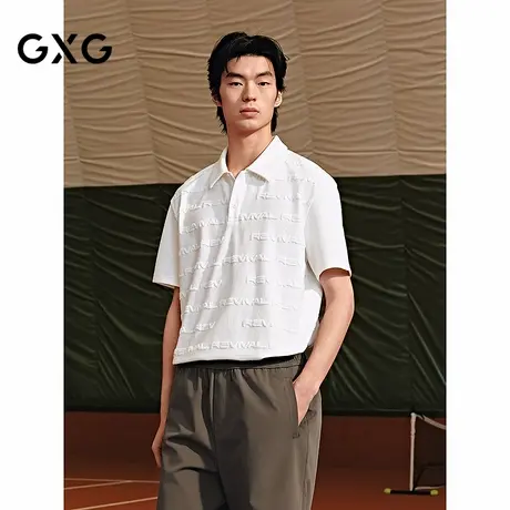 GXG男装 毛巾提花polo衫男士上衣简约翻领通勤短袖T恤 25夏新品图片