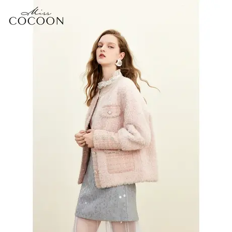 missCOCOON千金玛德琳2023冬装新款女装100%颗粒羊剪绒小香风皮草商品大图