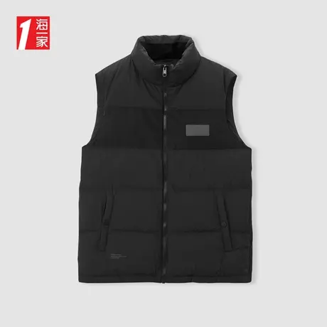 海一家简约立领薄款背心秋季时尚短款保暖男士羽绒马甲图片