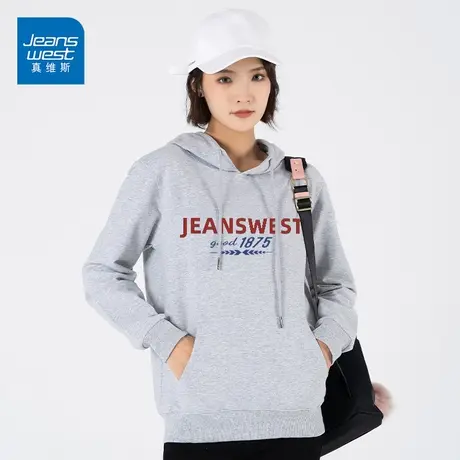 真维斯连帽卫衣女2023春秋新款字母印花打底衫潮图片