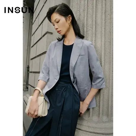 恩裳商场同款夏季时尚抗皱微收腰弹力透气通勤西装外套女商品大图