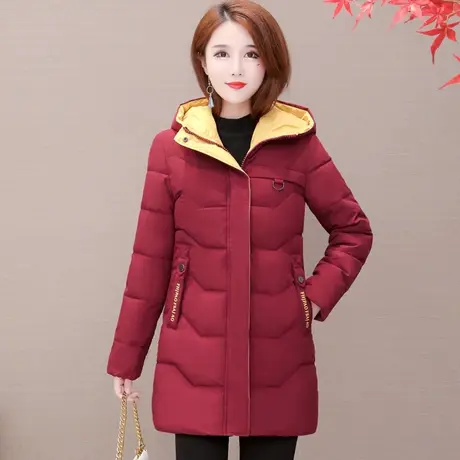 2023冬装新款棉衣女装中长款加厚外套修身小个子羽绒棉服连帽棉袄商品大图