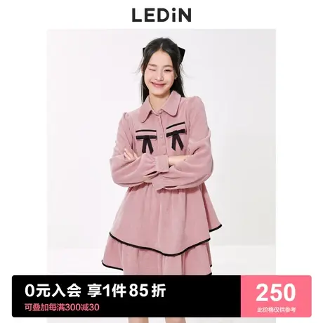 乐町小香风收腰连衣裙2023春季女绒面小个子千金公主蛋糕裙子商品大图