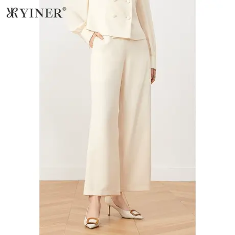 YINER音儿奥莱女装秋季通勤气质纯色休闲裤商品大图