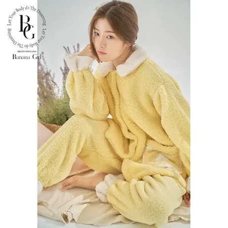 Bananagirl睡衣女秋冬珊瑚绒甜美可爱女士韩版简约睡衣冬季套装女商品大图