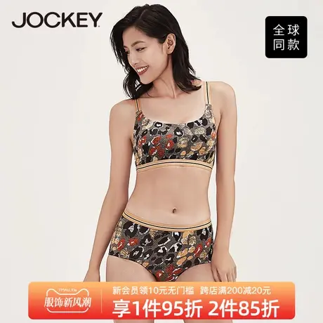Jockey内衣无钢圈文胸女士性感诱惑豹纹镂空美背舒适薄款胸罩bra图片
