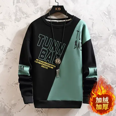 秋冬季12胖男孩卫衣13加绒加厚打底衫14初中学生15岁大童男装上衣商品大图