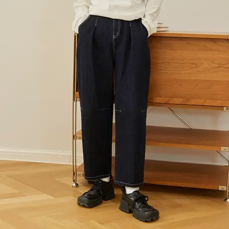 omont蛋挞家 复古九分牛仔裤女秋季2023新款直筒裤宽松裤子萝卜裤商品大图