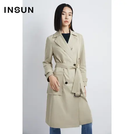 INSUN恩裳奥莱秋季西装领绑带大口袋风衣图片