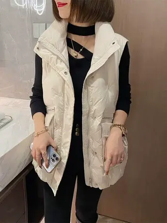 2023新款羽绒棉马甲女秋冬新款小个子短款棉坎肩时尚外穿棉背心潮图片