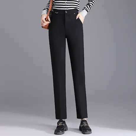 黑色西装裤女2023年秋季新款高腰显瘦通勤职业九分小脚休闲直筒裤商品大图