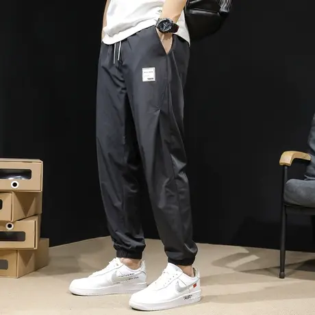 冰丝轻薄运动休闲裤男夏季宽松潮牌大码束脚哈伦速干空调九分裤商品大图