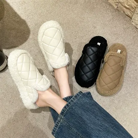 冬季拖鞋女外穿2023新款超火防滑百搭毛毛鞋ins潮厚底包头半拖鞋商品大图