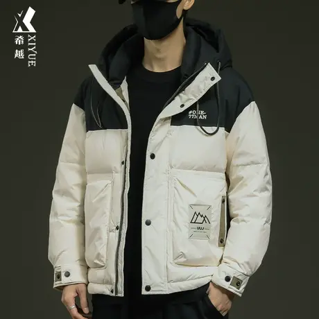 新国标85白鸭绒连帽羽绒服男冬季加厚款保暖宽松大码男士棉衣外套商品大图