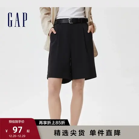 Gap女装夏季高腰宽松直筒西装裤短裤722887时尚通勤运动休闲裤商品大图