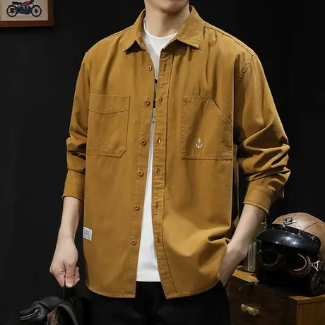 春季2024新款休闲衬衫男长袖春秋款男装大码男士衬衣外套潮牌衣服商品大图