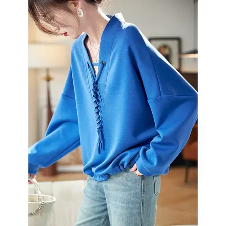 宝诗黎【新品价218元】V领宽松慵懒卫衣YF1048图片