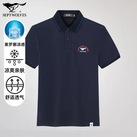 七匹狼狼族生活2023夏季男士翻领T恤商务休闲百搭弹性短袖POLO衫商品大图