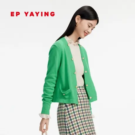 EP YAYING雅莹女装 山羊绒轻奢短款款针织开衫 2023新款9139A商品大图