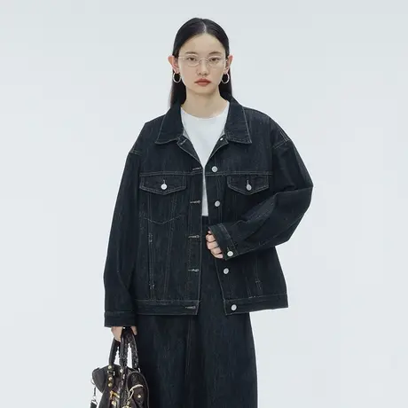 omont蛋挞家 复古宽松牛仔外套女2022新款秋季廓形夹克外套上衣商品大图
