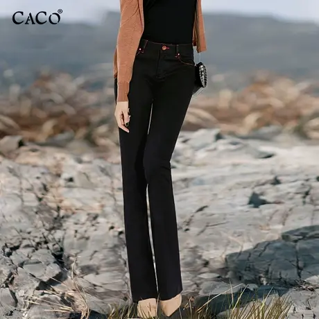 直筒牛仔裤女长裤高腰黑色不褪色加长修身显瘦复古时尚秋款烟管裤商品大图