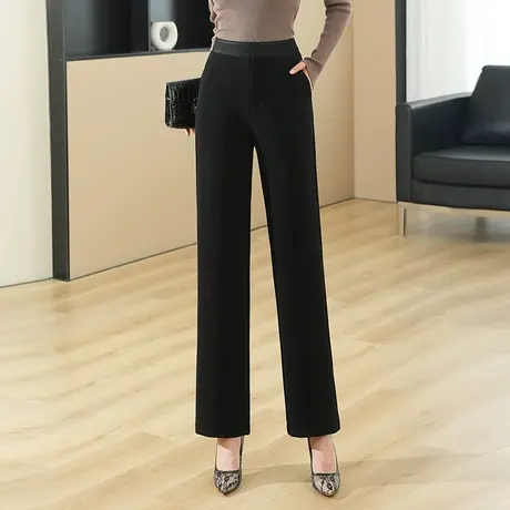 黑色直筒裤女2023秋季新款高腰通勤西装裤垂感显瘦长裤休闲阔腿裤图片