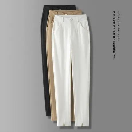 开叉小脚西装裤女2023春秋新款气质休闲女裤显瘦高腰九分烟管裤子商品大图