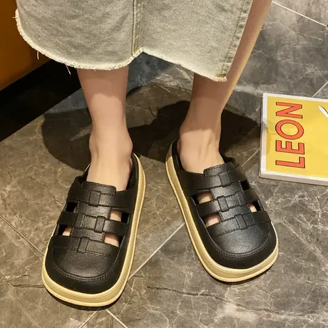 拖鞋女款外穿厚底懒人半拖2023新款休闲包头鞋居家室内办公室鞋拖商品大图